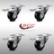 Service Caster 3.5 Inch SS Soft Rubber Wheel Swivel Top Plate Caster Set Total Lock Brake SCC SCC-SSTTL20S3514-SRS-4 - alternate 1
